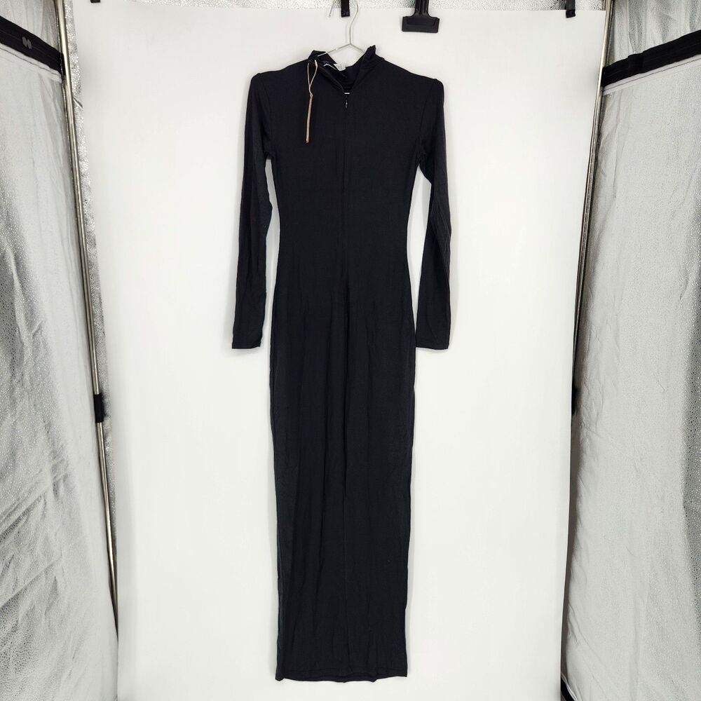 SKIMS XS Obsidian Smooth Layers Turtleneck Long Dress NWT